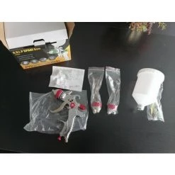 MERéTéET Professionnel Pistolet à Peinture, Pistolet A Peinture Pneumatique à Alimentation Par Gravité HVLP 600CC, Haute Pression Kit Pistolet à Pulvérisation D'Air, 1.4MM/1.7MM/2.0MM 3 Taille Buses,KoleZy -Pistolet à peinture Soldes 67509614 4