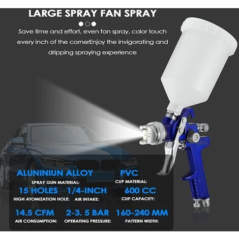 OCXIN Pistolet Pulvérisateur à Atomisation élevée Petit Pistolet De Réparation De Meubles De Voiture Avec Régulateur De Pression D'air Réservoir De Peinture 600 Cc 2 OCXIN Pistolet Pulvérisateur à Atomisation élevée Petit Pistolet De Réparation De Meubles De Voiture Avec Régulateur De Pression D'air Réservoir De Peinture 600 Cc – Image 2