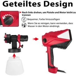 UISEBRT Pistolet De Peinture électrique HVLP - 600 W - Avec 3 Buses En Acier Inoxydable Et Récipient En Plastique De 1000 Ml 8 UISEBRT Pistolet De Peinture électrique HVLP - 600 W - Avec 3 Buses En Acier Inoxydable Et Récipient En Plastique De 1000 Ml -Pistolet à peinture Soldes 67839540 4