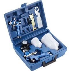 TECTAKE 2 Pistolets à Peinture HVLP à Basse Pression Avec Buses 1,7 Mm + 1,0 Mm Avec Coffret Bleu - Bleu -Pistolet à peinture Soldes 7513756 4